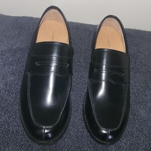 Express Shiney Mens Black Leather Penny Loafers Size 11